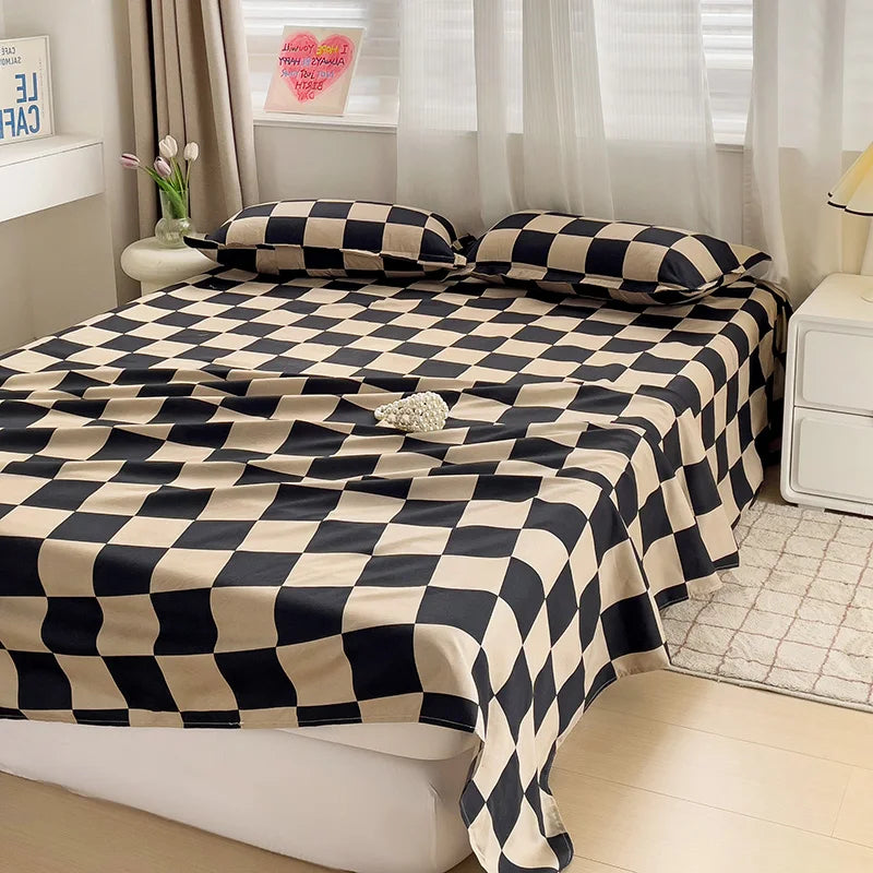 Lençol-Avulso-Tecido-Liso-Estilo-Plaid-100%-Poliéster-Atene