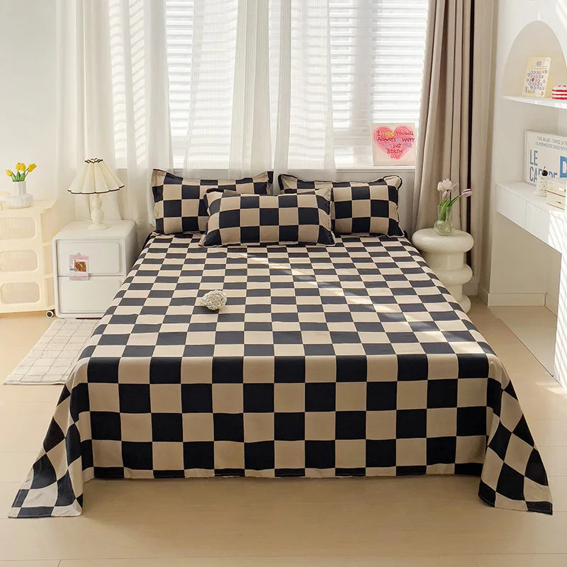 Lençol-Avulso-Tecido-Liso-Estilo-Plaid-100%-Poliéster-Atene